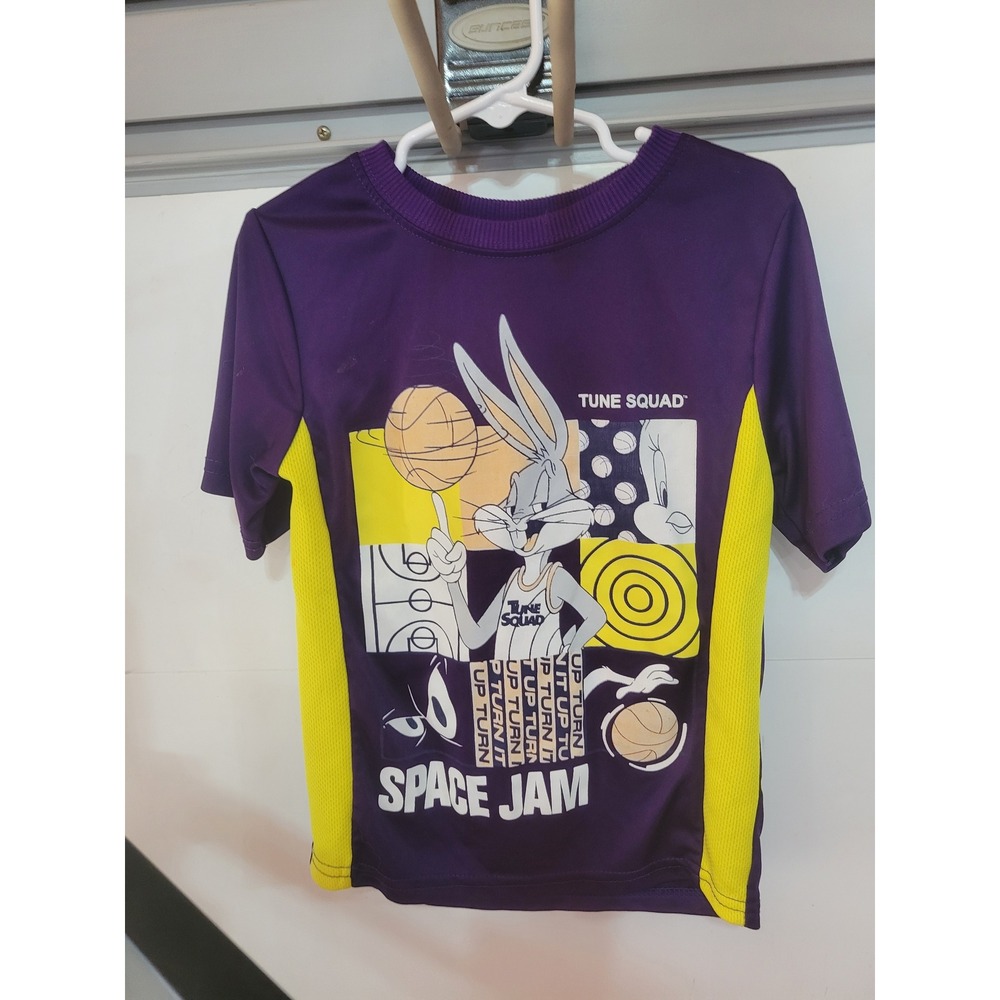Space Jam A New Legacy Bugs Bunny Tune Squad Purple Kids Jersey Shirt Size 5/6